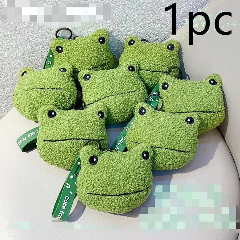 Green Plush Frog Doll Keychain Pendant — detail