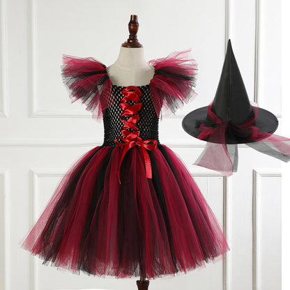 Halloween Girls' Clothing Pettiskirt Cosplay Performance Skirt Suit — back view