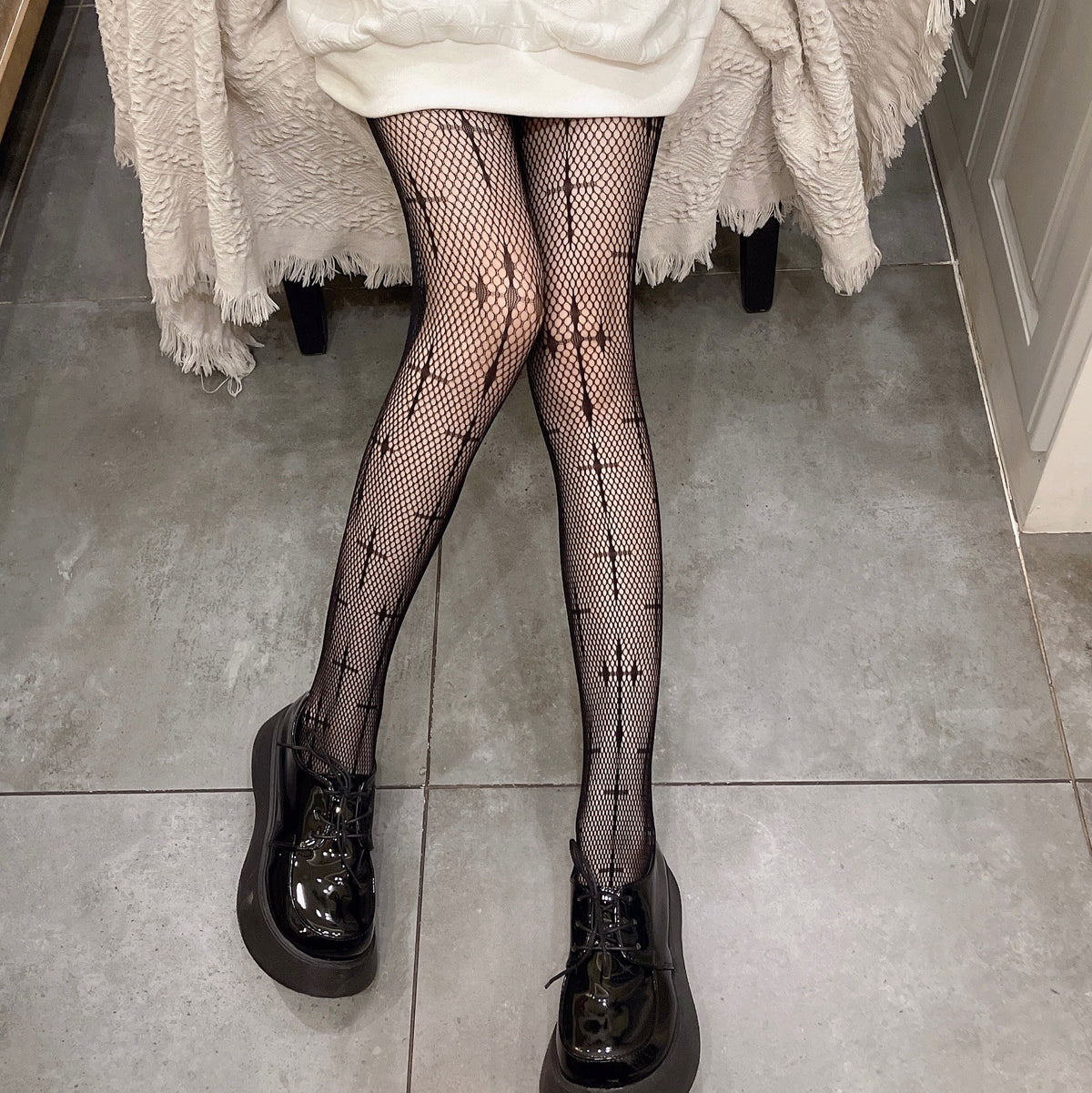 Dark Gothic Lolita Cross Fishnet Stockings | Magic Stories