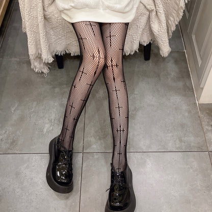 Dark Gothic Lolita Cross Fishnet Stockings | Magic Stories