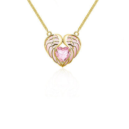 Angel Wings Heart-shaped Collarbone Necklace Angel Wings Oil Dripping Lady — detail