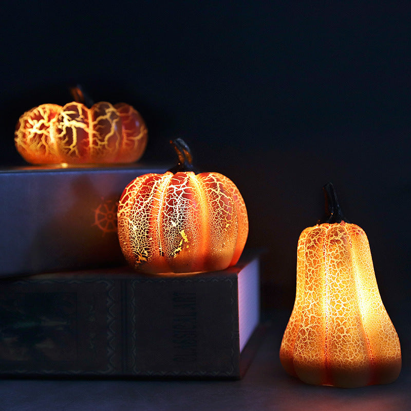 Halloween Home Décor 3-Piece — LED Pumpkin Lantern, Skull Candle Lantern & Halloween Sticker Sheet