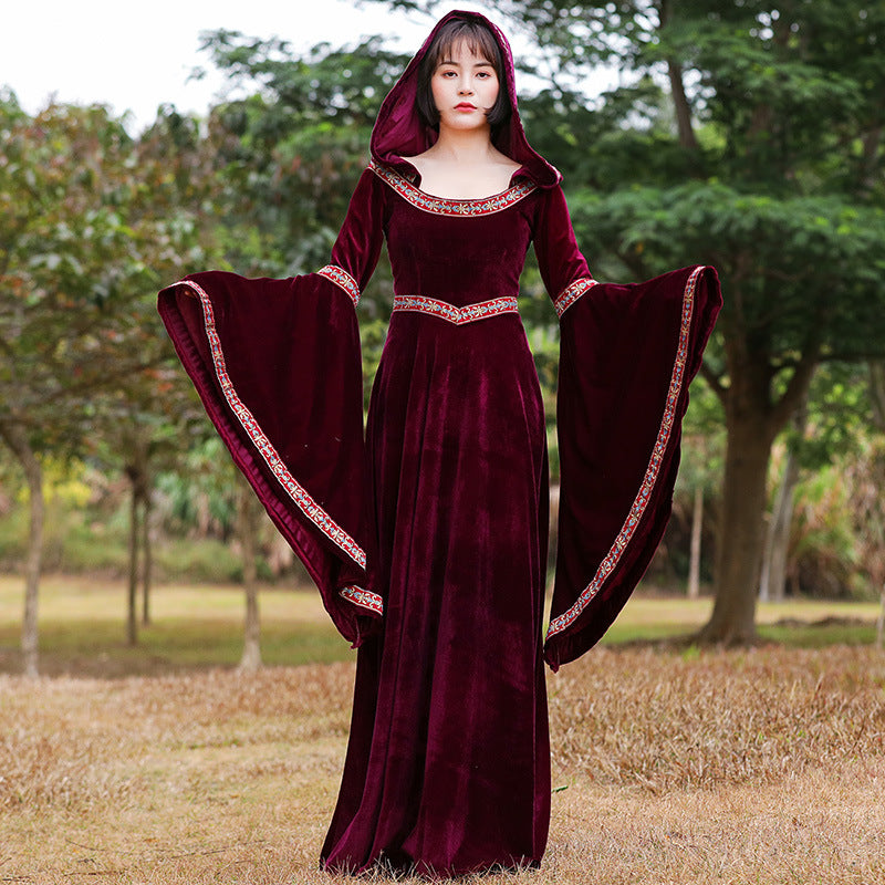 Halloween Retro Little Red Riding Hood Vampire Witch Costume — side view