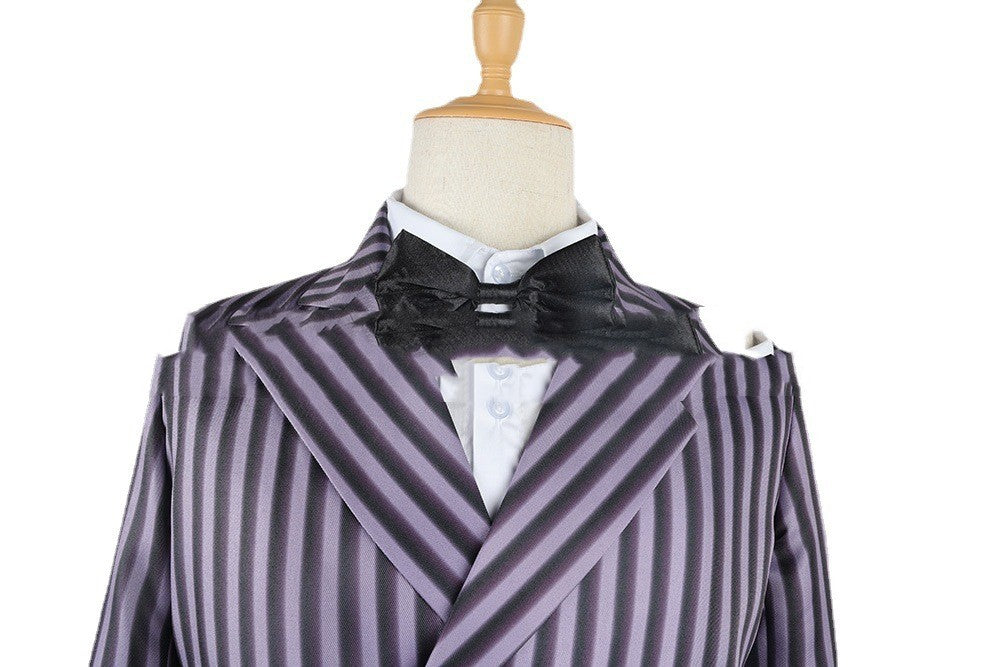 Wednesday Halloween Striped Cosplay Costume — back view