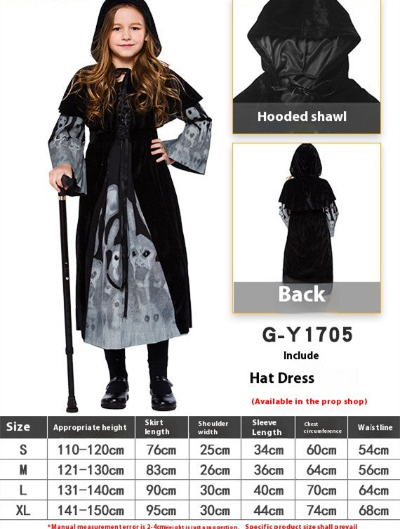 Halloween Witch Children's Clothing Luminous Ghost Demon Dress Horror Witch Vampire Costume — side view