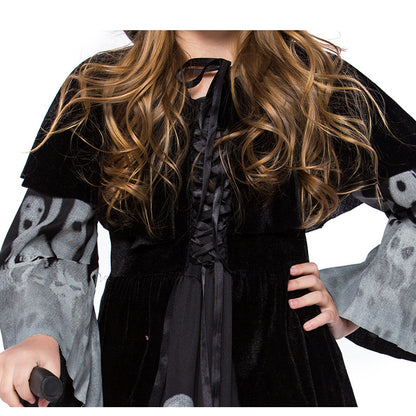 Halloween Witch Children's Clothing Luminous Ghost Demon Dress Horror Witch Vampire Costume — back view