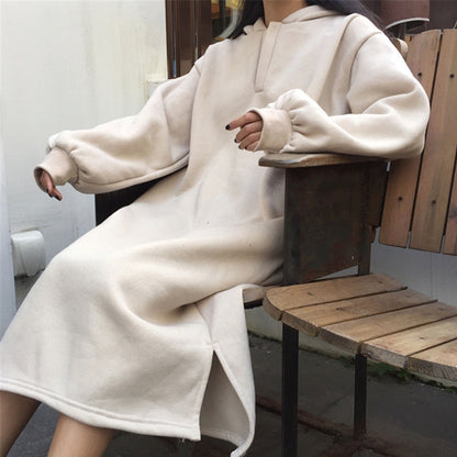 Loose Plus Size Harajuku Bf Wind Solid Color Dress — side view