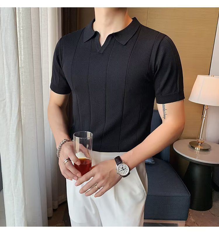 Men's Harajuku Polo Shirt Half Sleeve Men's T-shirt Fashion — side view