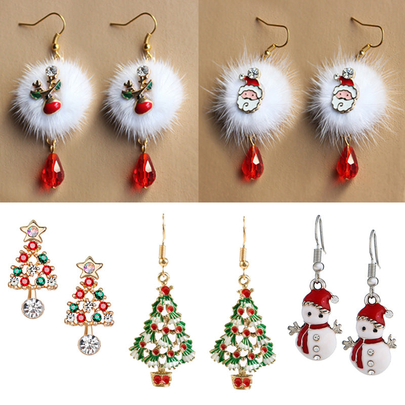 Fashion Plush Santa Snowman Fawn Earrings | Magic Stories