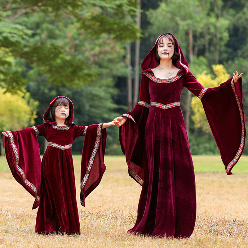 Halloween Retro Little Red Riding Hood Vampire Witch Costume — detail