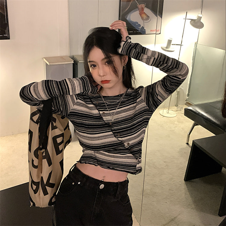 Cropped Top Striped Autumn Hip Hop Women's | Magic Stories
