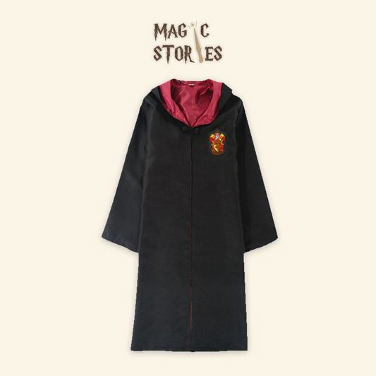 Wizard School House 3-Piece Cosplay Set — Robe + V-Neck Knit Sweater + Embroidered Badge Hat