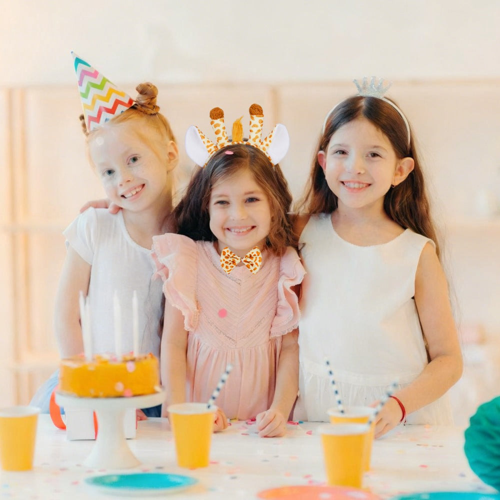 Giraffe Costume Set: Headband With Ears And Horns, Bow Tie, And Tail — side view