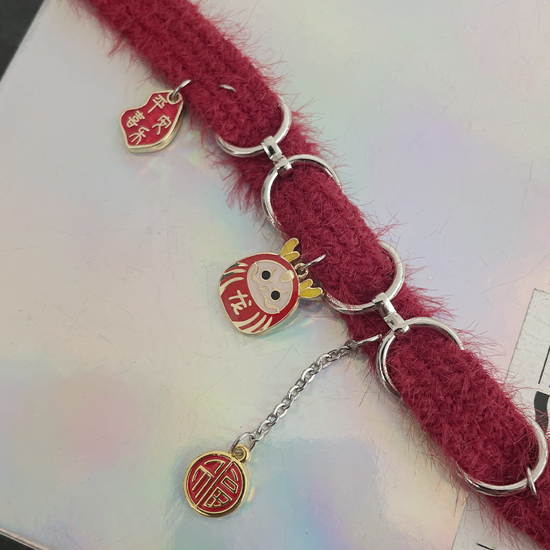 Dragon Red Plush Choker Necklace | Magic Stories