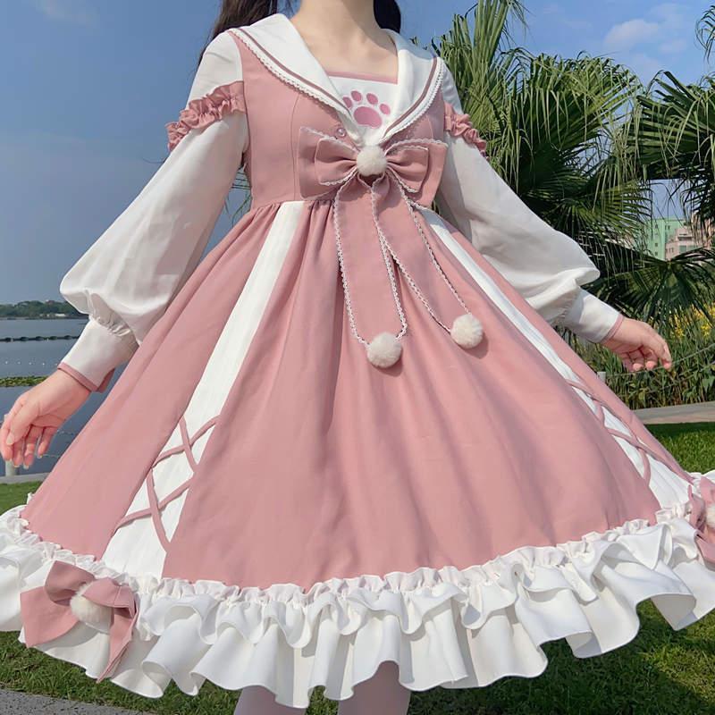 Japanese Cute Soft Girl Lolita Dress — back view