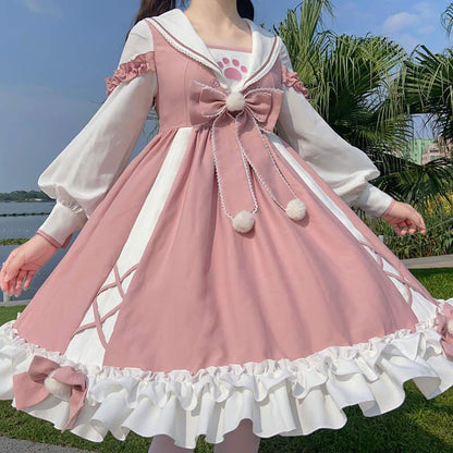 Japanese Cute Soft Girl Lolita Dress — back view