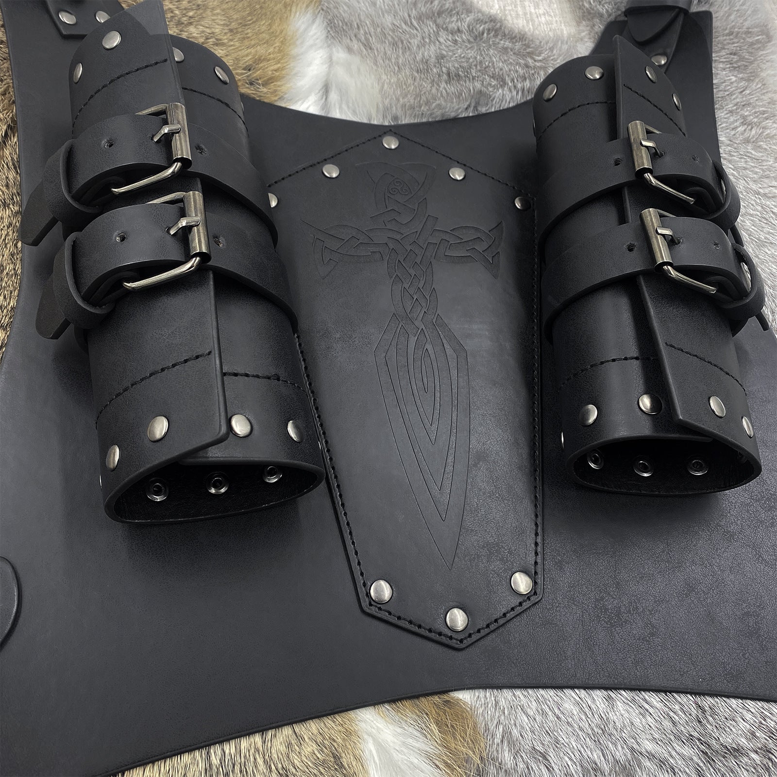 Medieval Strap Large Double Sword Set Retro COSPLAY Props — back view
