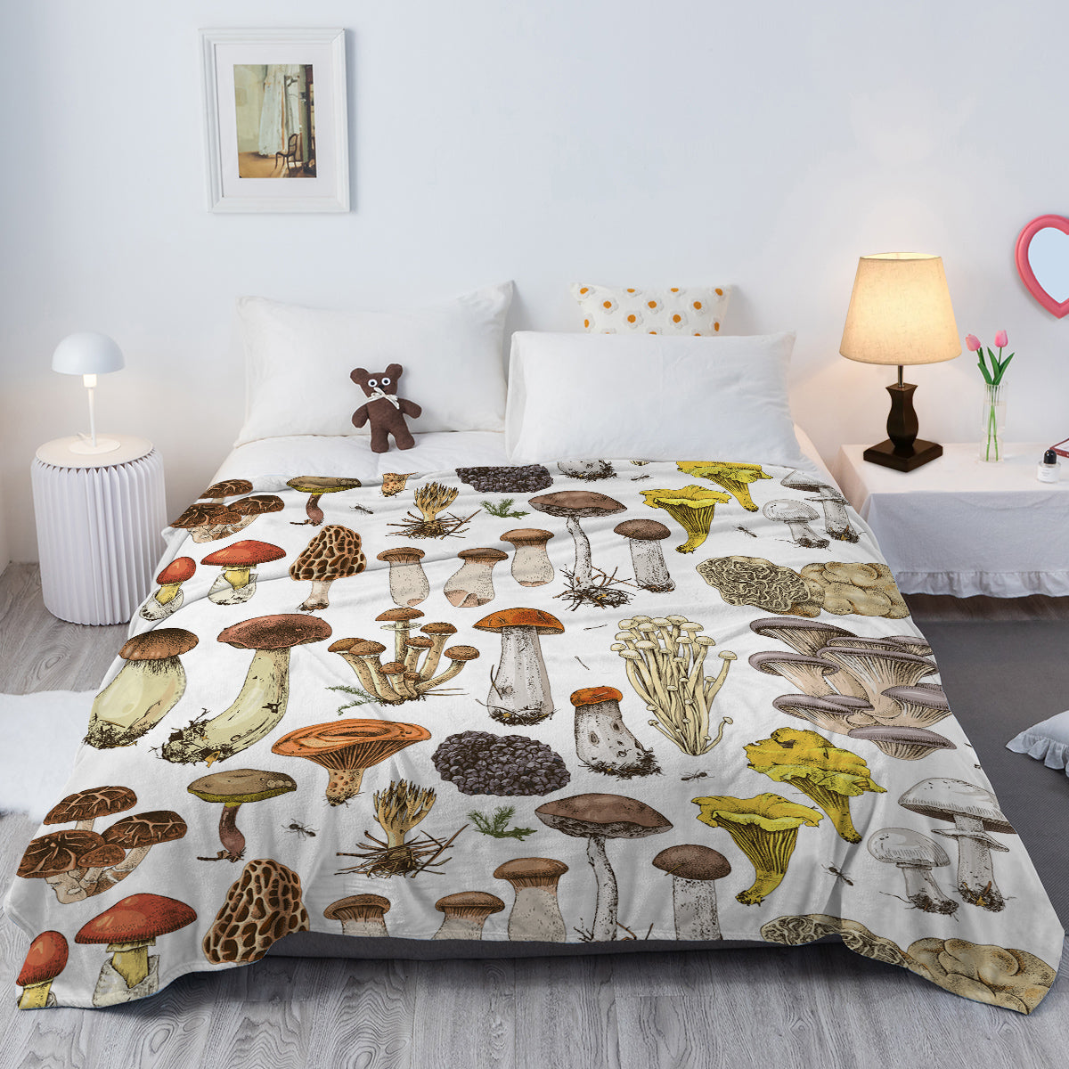 Mushroom Flannel Fleece Throw Blanket Soft Lightweight Plush Plant Blanket Throws For Couch Bed Sofa Travel All — detail