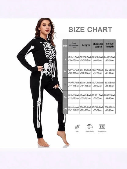 Skull Luminous Costume Black Skeleton Horror | Magic Stories