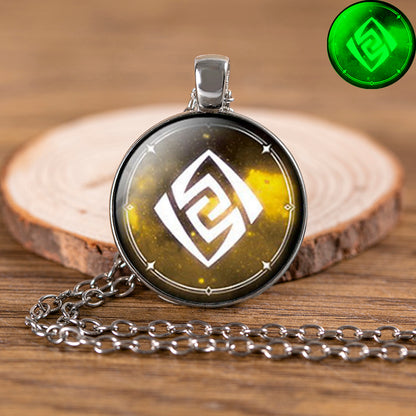 Genshin Impact Glow In The Dark Necklace Glass Pendant Luminous Necklaces — in use