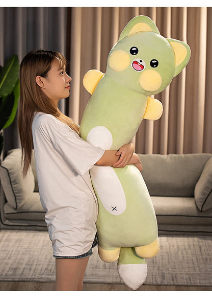 Cute Cat Plush Doll Soft Long Body Raccoon Pillow — back view