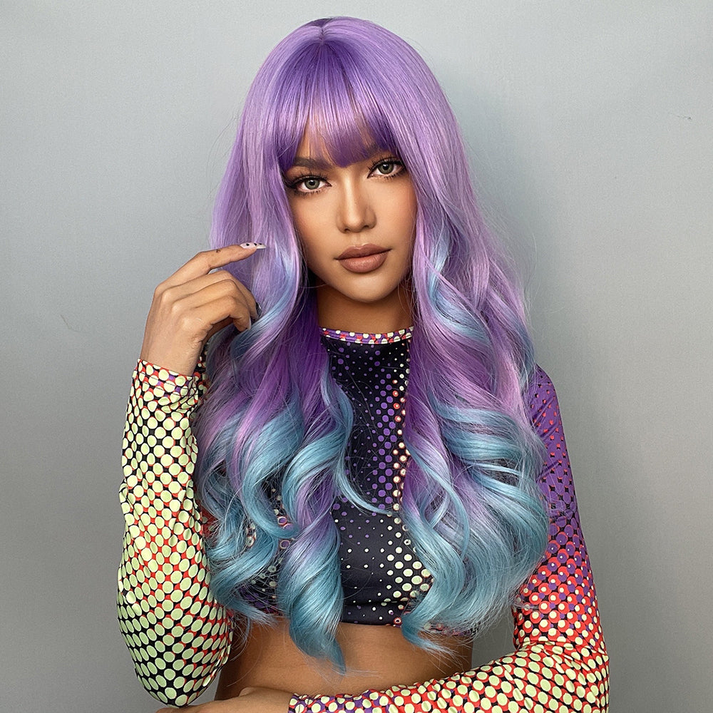 Cosplay Colored Wig With Long Curly Bangs | Magic Stories