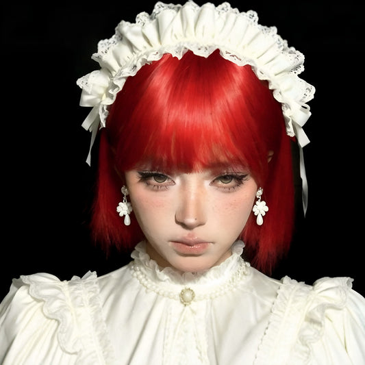 Womens Short Wig Versatile Cosplay Bright Red Bob Cut Wig