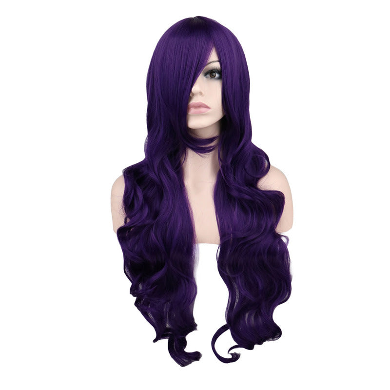 Mermaid Anime Cosplay Wig Dark Red Long Curly Hair — back view