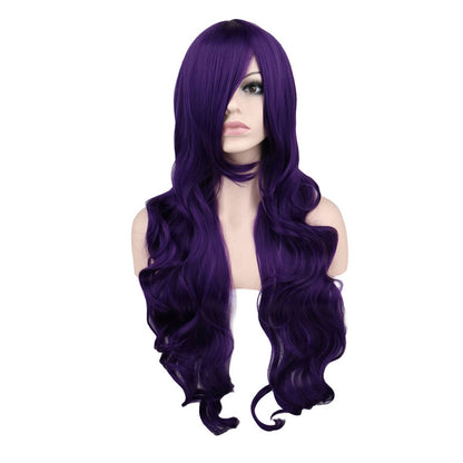Mermaid Anime Cosplay Wig Dark Red Long Curly Hair — back view