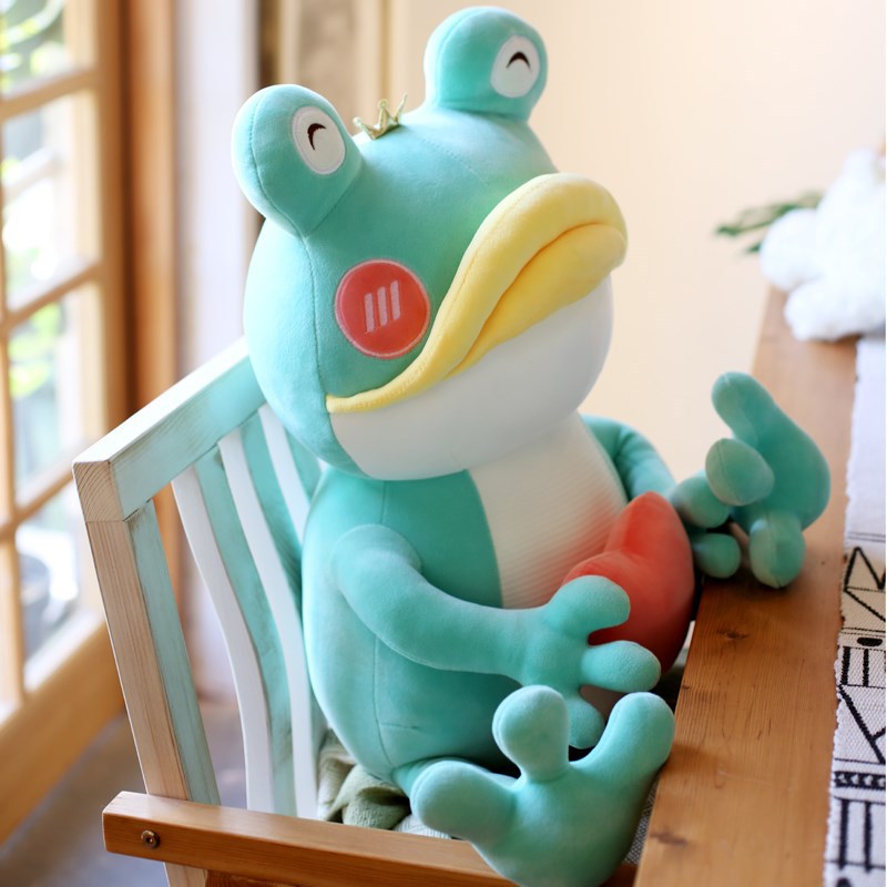 Cute Plush Toy With Big Mouth Love Frog Doll — in use