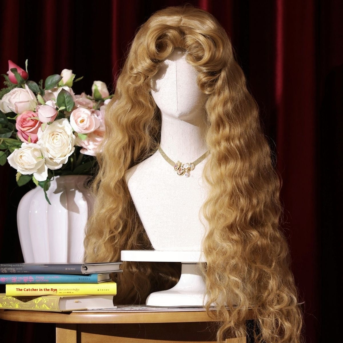 French Fluffy Small Curls Lolita Long Wig — back view