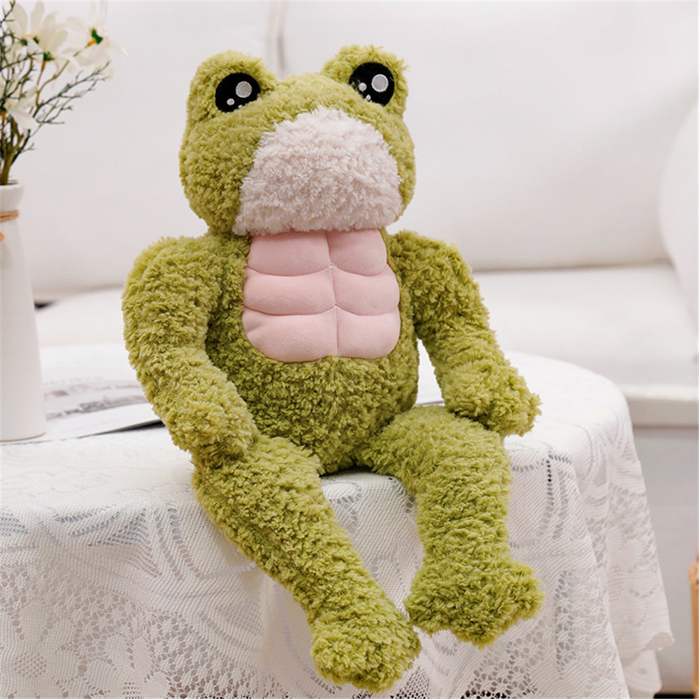 Hairy Muscle Frog Plush Toy Simulation Doll For Children — side view