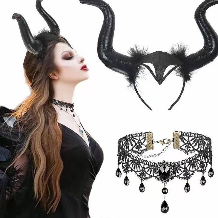 Halloween Accessories Demon Horn Headdress Demon Witch Costume Props — packaging