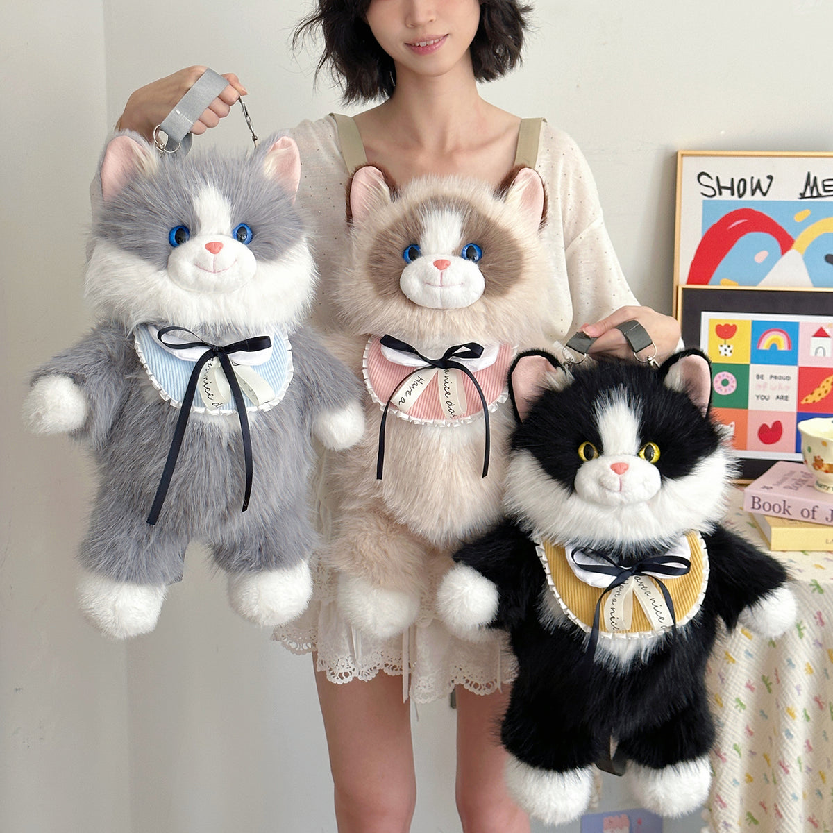 Cute Cat Backpack Plush Doll Bag | Magic Stories