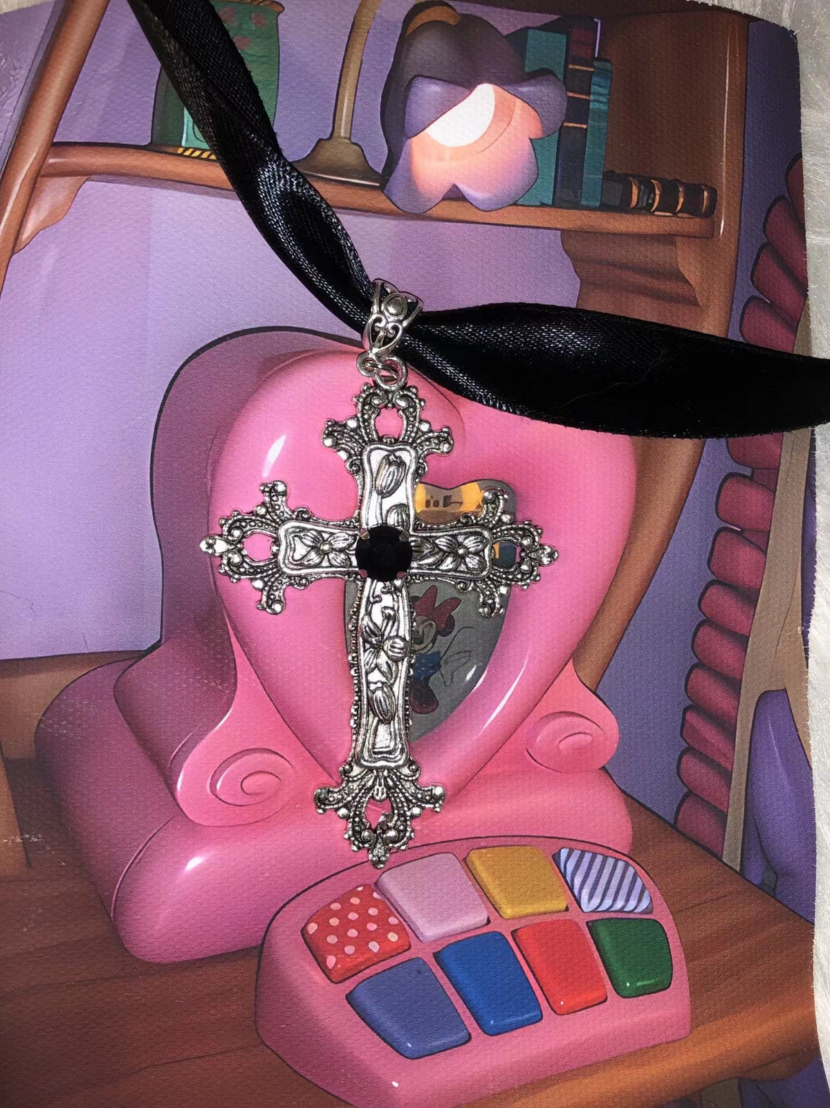 Gothic Cross Ribbon Necklace Punk | Magic Stories