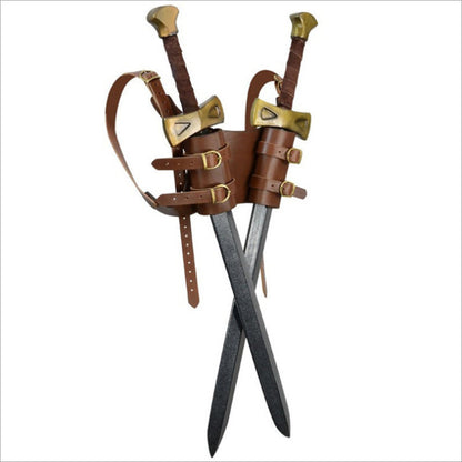 PU Leather Back Double Sword Set Stage Show Performance COSPLAY Photography Photo Props