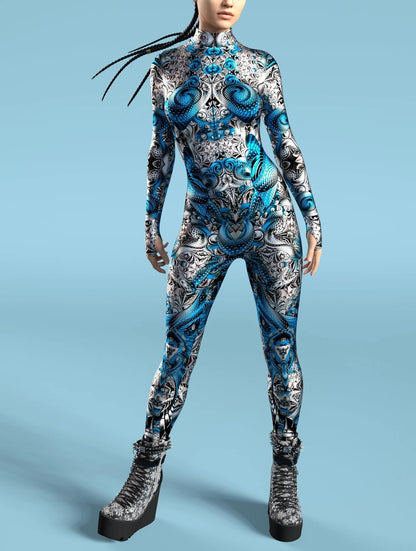 Video Game Pattern Digital Printing Cosplay Cosplay Clothes Tight Jumpsuit — detail