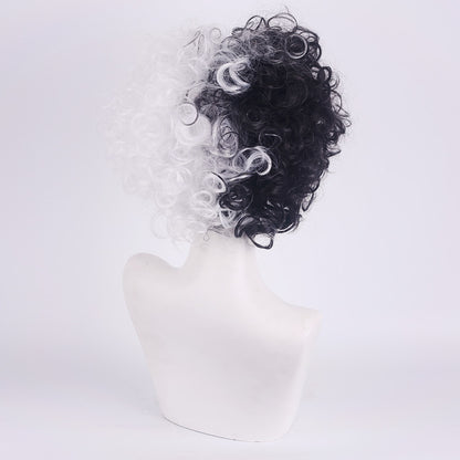 Yin Yang Head Black And White Anime Wig — side view