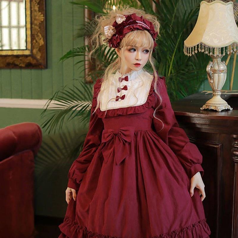 Lolita Dress Sweet And Cute Dallas Dance Solid Color Gothic Daily Bow Lace Princess Tea Party Dress — detail