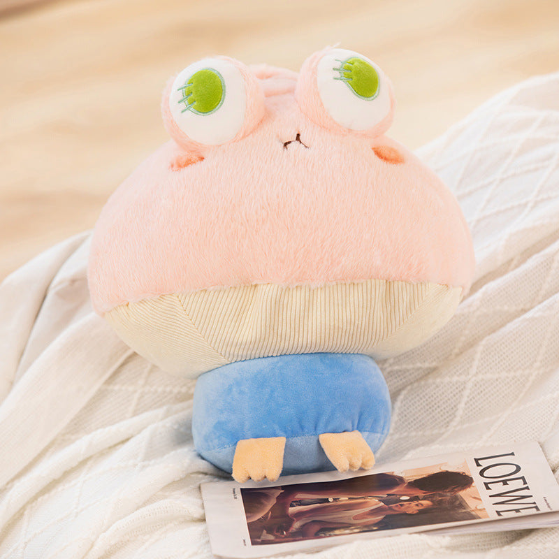Mushroom Frog Plush Doll Pillow — side view