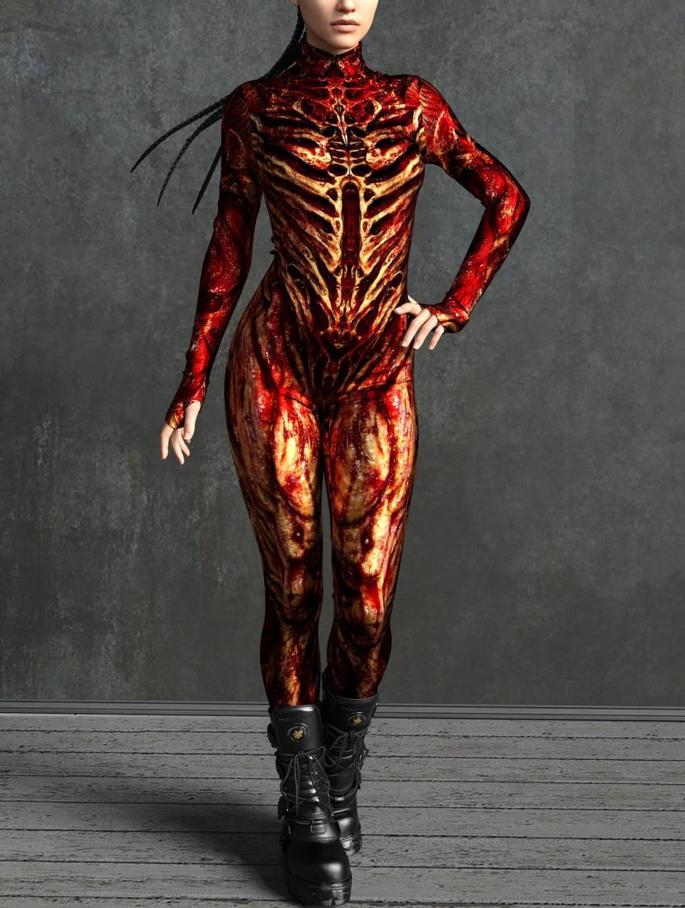 Video Game Pattern Digital Printing Cosplay Cosplay Clothes Tight Jumpsuit — detail