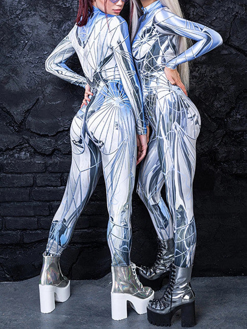 Digital Printing Halloween Cosplay Cosplay Clothes Unisex Wear Tight Long Sleeve Jumpsuit — side view