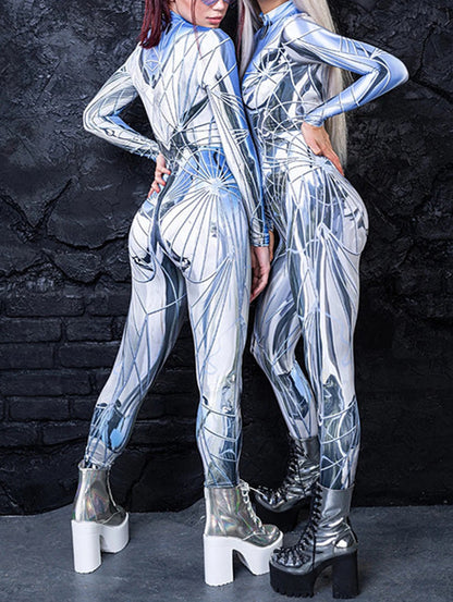 Digital Printing Halloween Cosplay Cosplay Clothes Unisex Wear Tight Long Sleeve Jumpsuit — side view