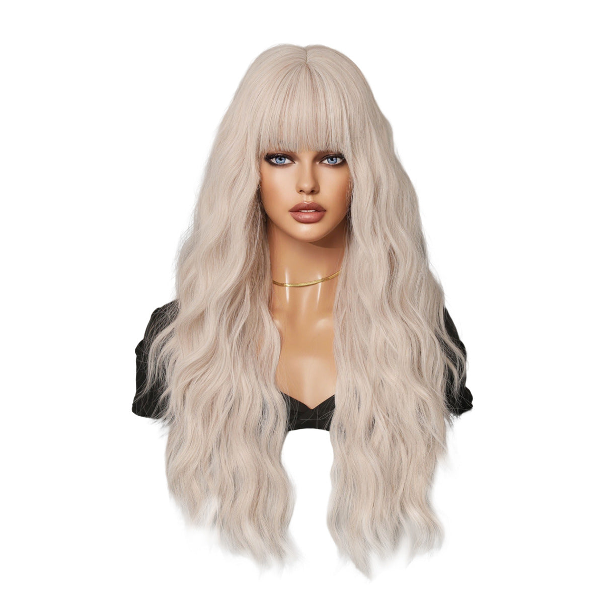 Silver Pink Curly Long Hair Full-head Wig Natural Realistic Fluffy Lolita Anime Cosplay — packaging