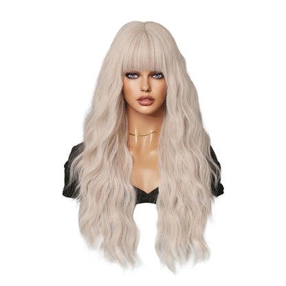 Silver Pink Curly Long Hair Full-head Wig Natural Realistic Fluffy Lolita Anime Cosplay — packaging