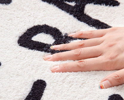 Bedroom Cute Cow Shape Plush Rug — in use