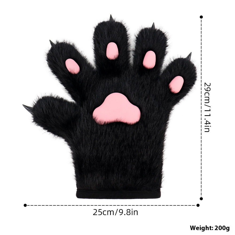 Handmade Cat's Paw Gloves Plush Meat Pad Cat Palm Props — back view