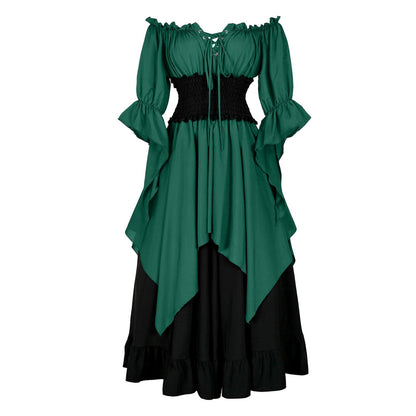 Retro Cosplay Halloween Pleated Corset Dress — side view