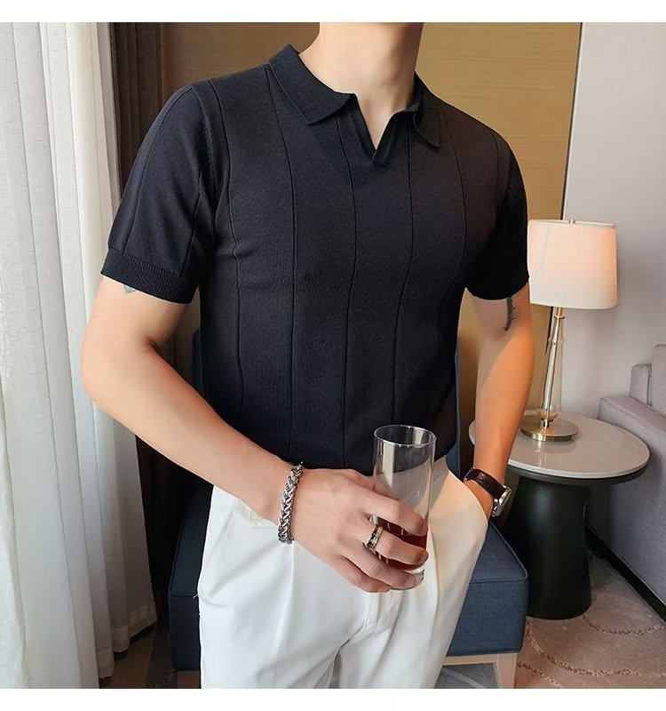 Men's Harajuku Polo Shirt Half Sleeve Men's T-shirt Fashion — scale reference
