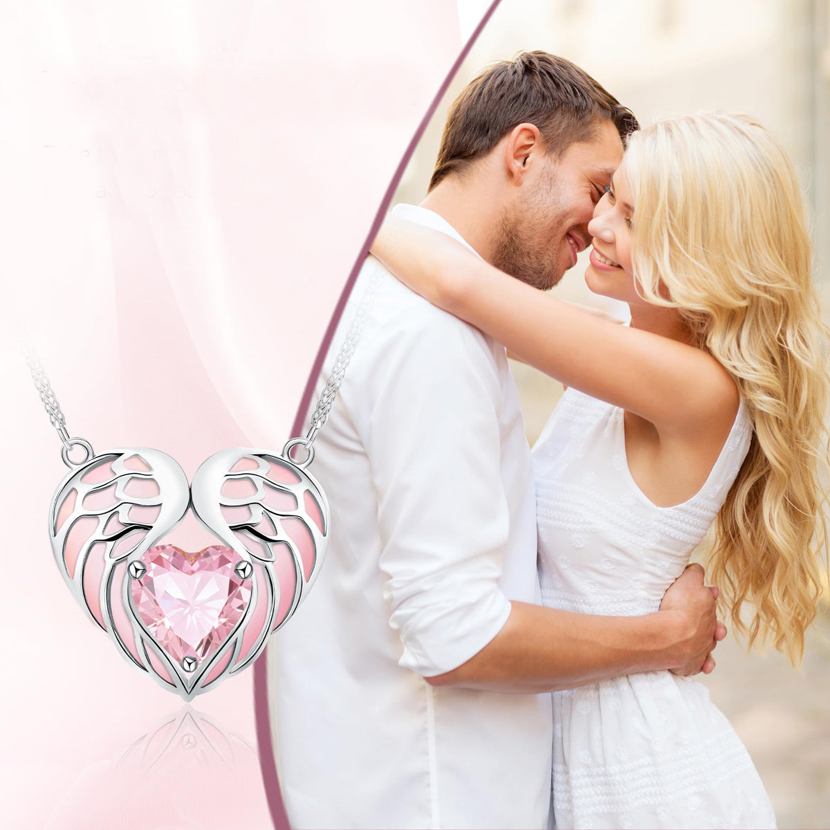 Angel Wings Heart-shaped Collarbone Necklace Angel Wings Oil Dripping Lady